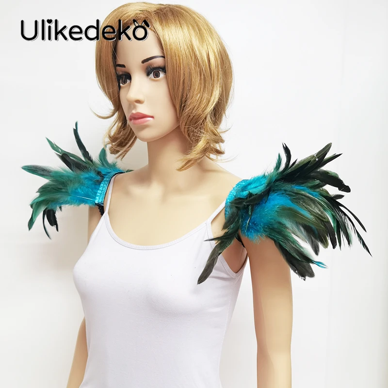 Charretera gótica de plumas para mujer, capa de hombro, Bolero, chal de plumas, encogimiento de hombros, accesorios de fiesta de Cosplay de