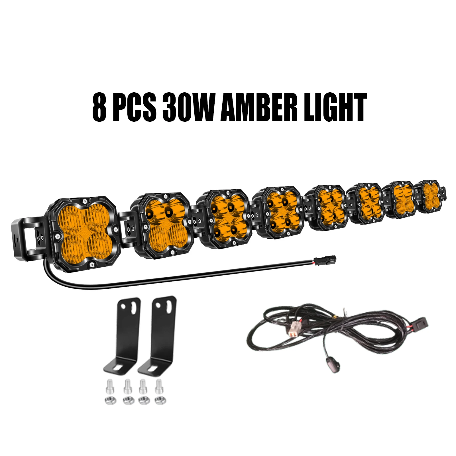 Variant: 8Pcs 30W Amber Light