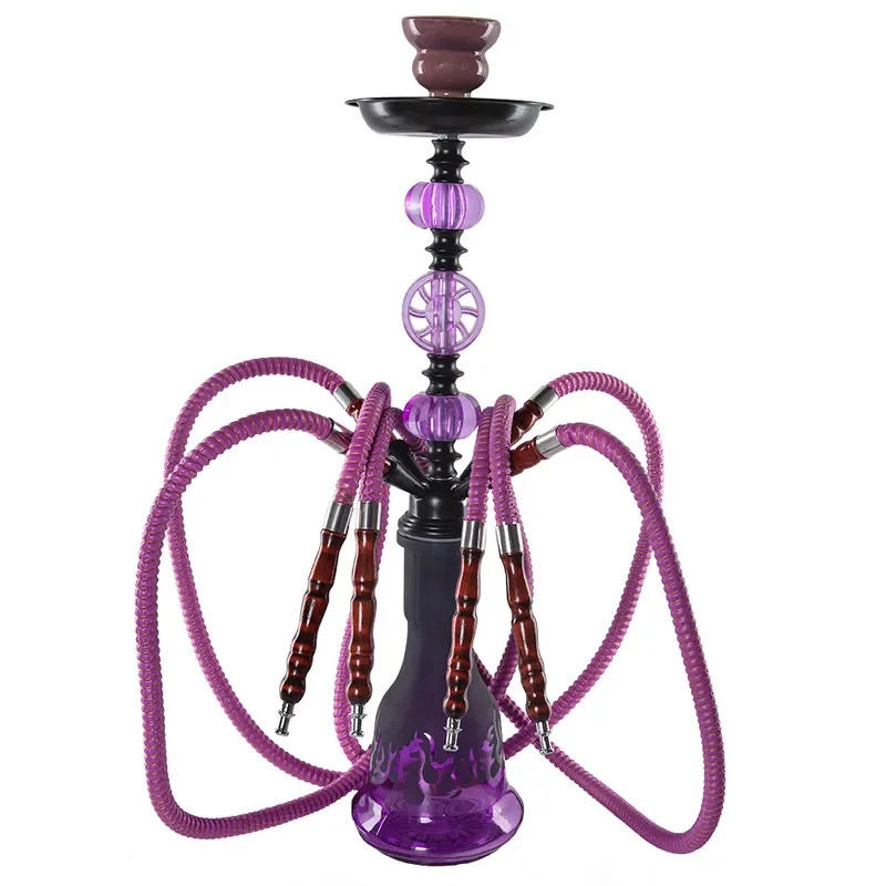 New product spot Arabic hookah purple double pipe four pipe set glass pipe high-end KTV bong full set