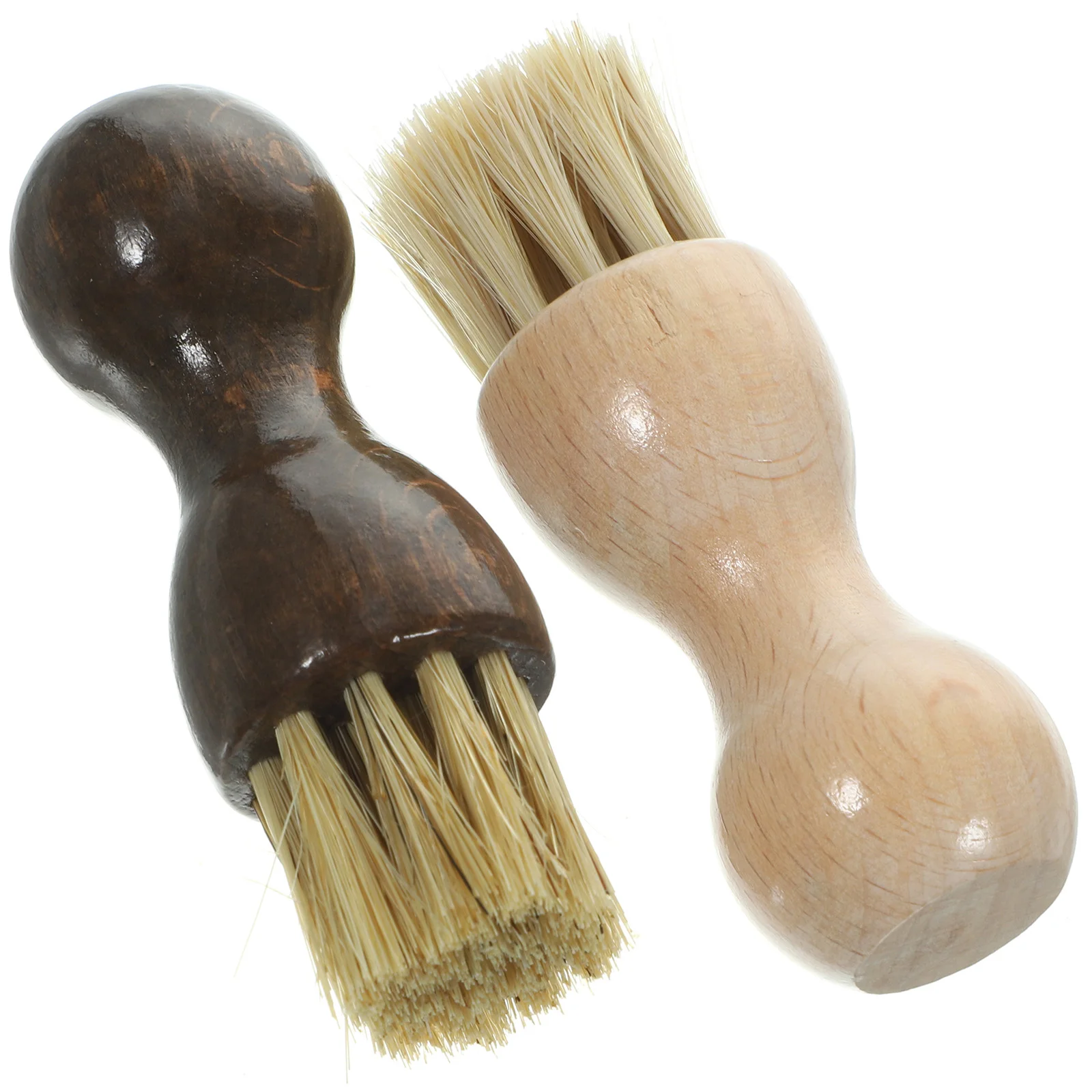 2 Pcs Wooden Handle Shoe Polish Brush Brushes Sneaker Pig Hair Sole Cleaner Suede