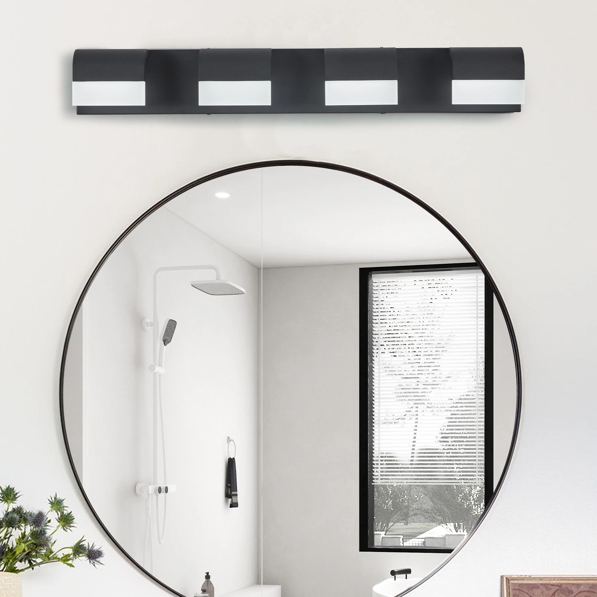 Modern Bathroom Vanity Lighting 4/5/6 Lights LED Vanity Lights Over Mirror Bath Wall Lighting-Black Finish