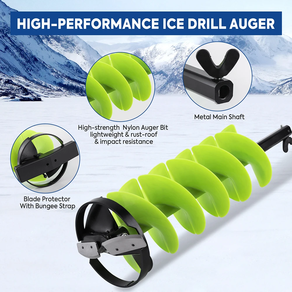 Imagem -03 - Goture-ice Broca Auger Bit com Bolsa Colher de Gelo para Pesca de Inverno Alto Desempenho 18cm Diâmetro 104cm Profundidade