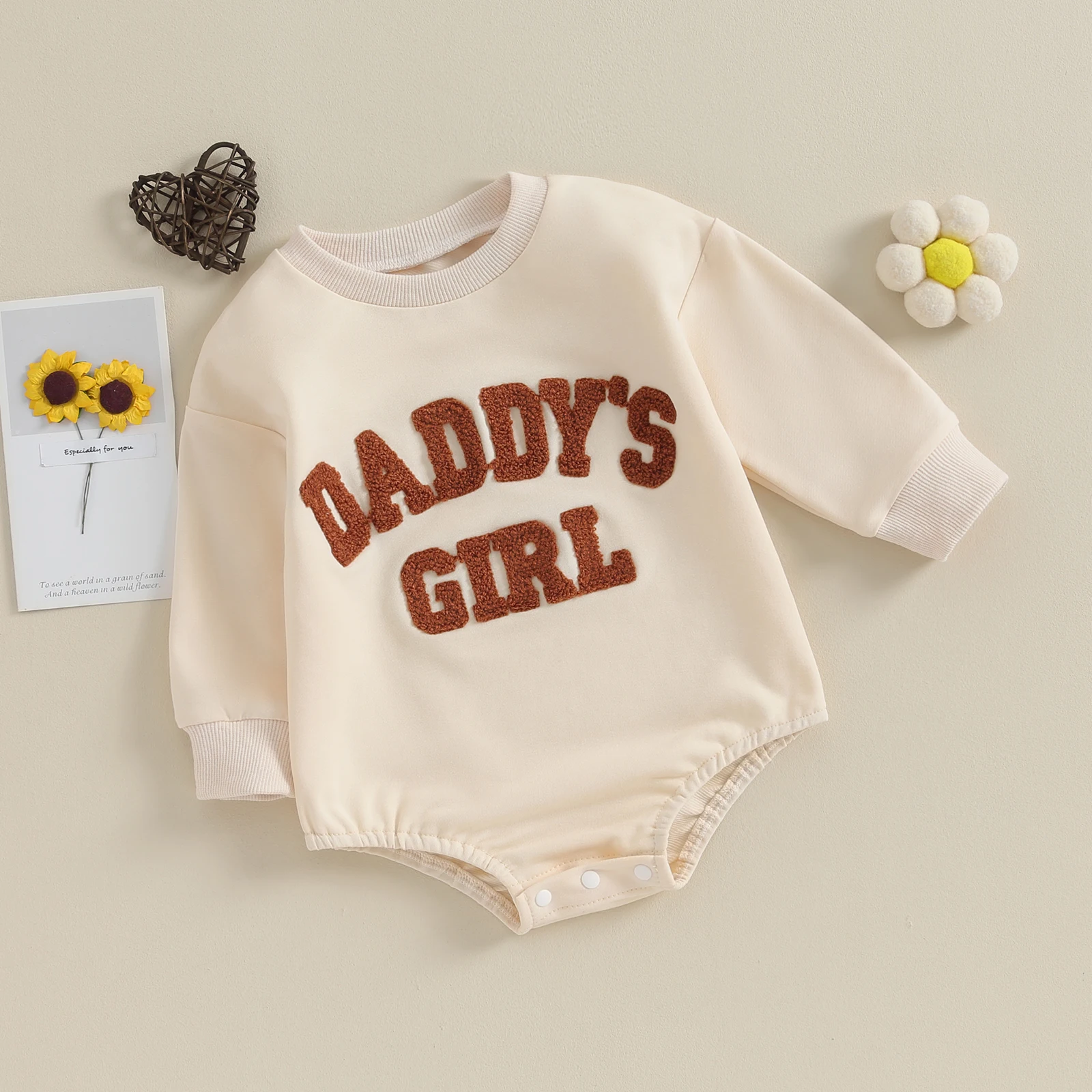 0-18M Baby Girls Romper Fall Spring Long Sleeve Crew Neck Letters Bodysuit Clothes for Casual Daily Fashion Wear