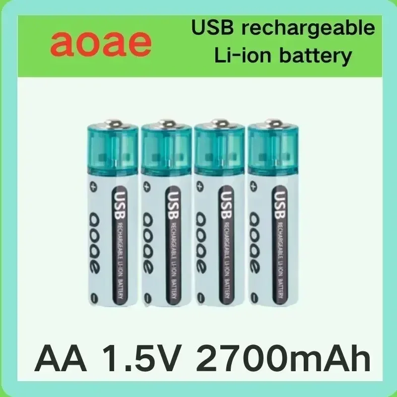 Latest high-capacity 1.5V aa rechargeable battery 2700mAh USB lithium battery remote control mouse small fan electric toy