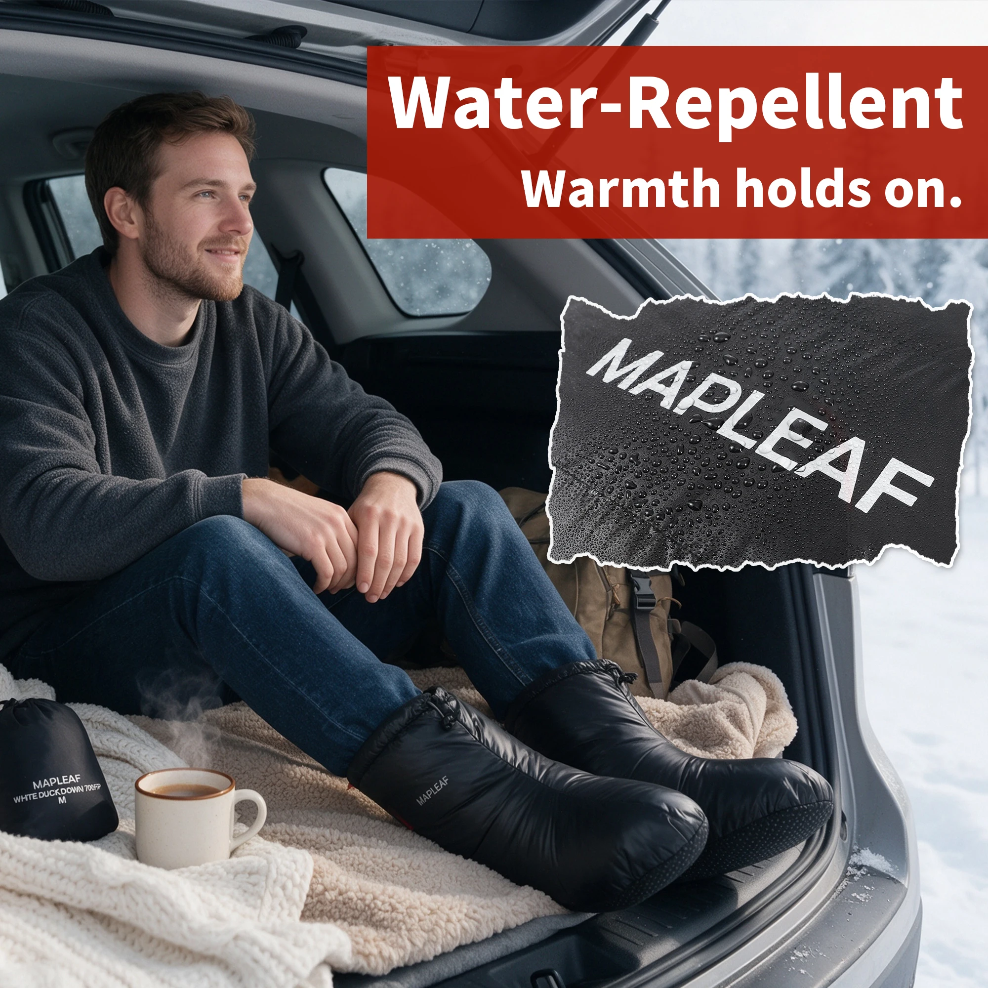 MAPLEAF Daunenstiefel 700FP Ultraleichte Warme Camping-Hausschuhe Schlafsocken Rutschfeste Zelt- und Innenbereichsschuhe für Auto, Zuhause und Winter – Detail 3