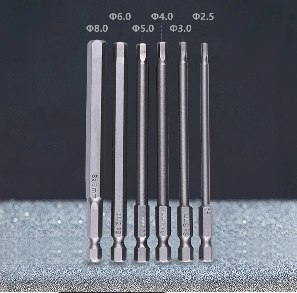100mm 8 stücke Hex Kopf Inbusschlüssel Bohrer Set SAE Metric Allen Elektrische Sechskant Bit Schraubendreher Buchse Bit Power werkzeug Teile – Detail 14