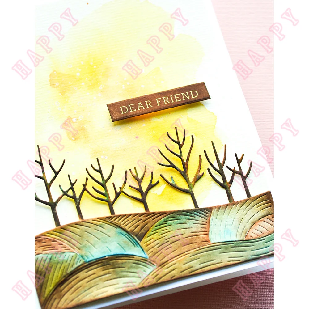 Metal Cutting Dies Whittle Field And Trees Scrapbook Diary Decoration Paper Craft Embossing Template DIY Greeting Card Handmade