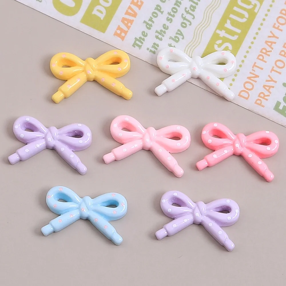 20pcs Colorful Bowknot Resin Flatback Cabochon For Phone Decoration DIY Jewelry Making Accessories Scrapbooking Crafts