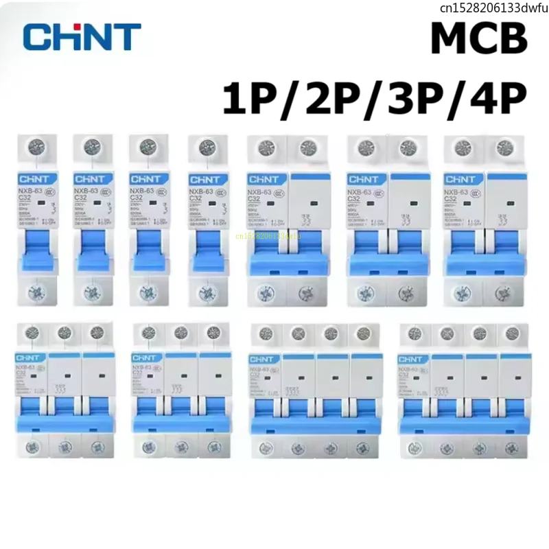 CHINT MCB NXB-63 Miniature Circuit Breaker 1P 2P 3P 4P AC 230/400V CHNT DIN Rail Mounting Miniature Household Air Switch