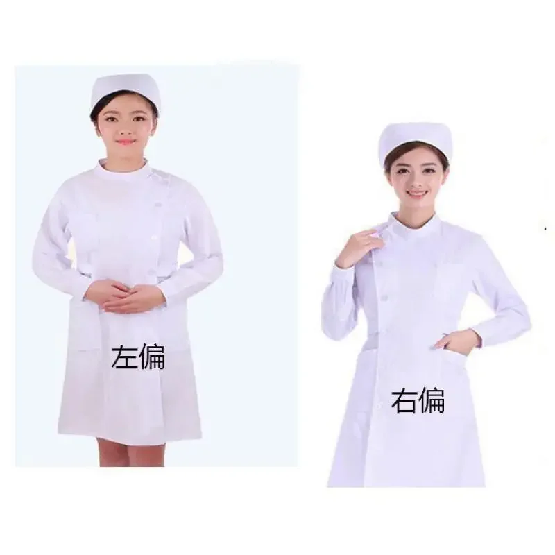 2025 Krankenschwesteruniform, Laboruniform für Frauen, Uniformen, Arbeitskleidung, Apotheke, weißer Mantel, Kostüm, weiblich, Spa, Schönheitssalon, langes Jackenkleid