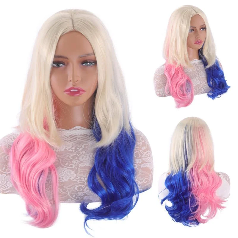 

Women's Long Multicolor Curly Wavy Hair Ladies Party Full Wig