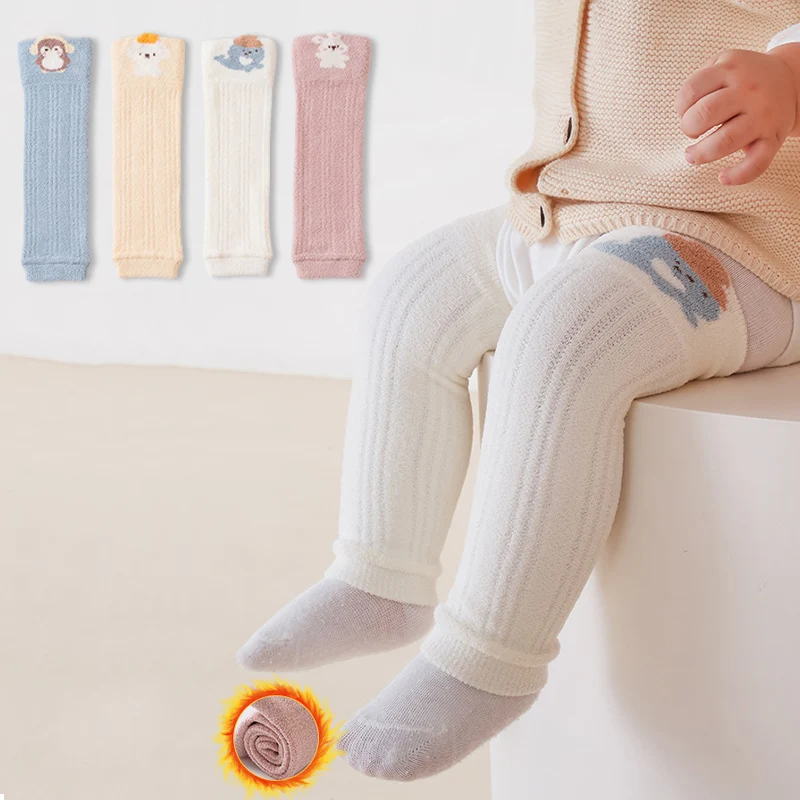 Cable Knit Striped Baby Leg Warmers Winter Thick Thermal Knee Protection Crawling Socks Soft Knee Pads for Infant Boys Girls