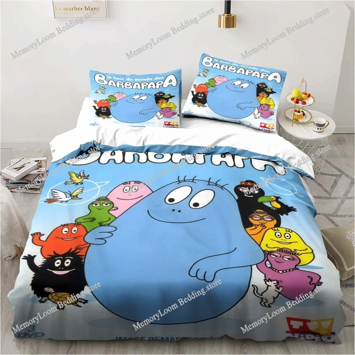 

Cute Cartoon Les Barbapapa Bedding Set Soft Duvet Cover Adult Kids Bedroom Single Double King Size Bed Duvet Cover Pillow Case