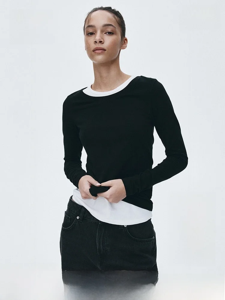 

H&M Women's Slim Fit Cotton T-irt Trendy Base Layer irt Spring 2026 Simple Sle Universal Fit Daily Wear