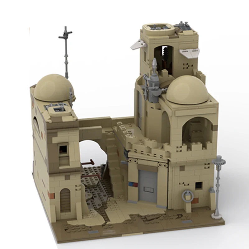중세 성 모델 MOC 빌딩 블록 사막 대형 선술집 모듈형 기술 어린이 휴일 선물 조립 장난감 세트