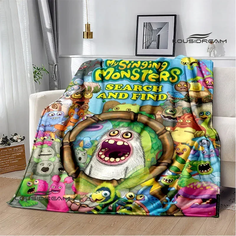 Game My Singing Monsters cartoon Printed blankets Picnic blanket Flannel Warm blanket Travel Blankets bed linings Birthday Gift