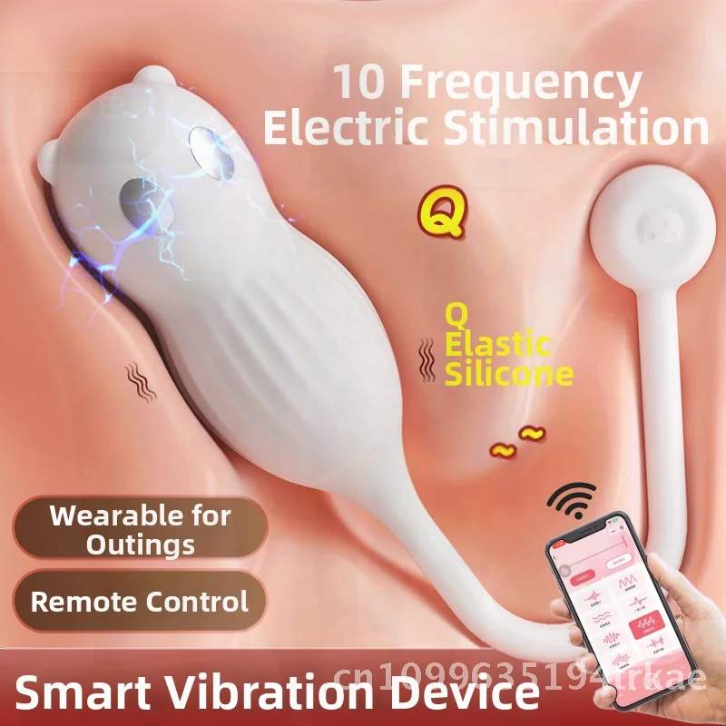 Macki Bear Fernbedienung, elektrischer Eiervibrator, Sexspielzeug für Erwachsene, ABS, Silikon, G-Punkt, Zunge lecken, Vibration, Weiß, Blau, 140/Box