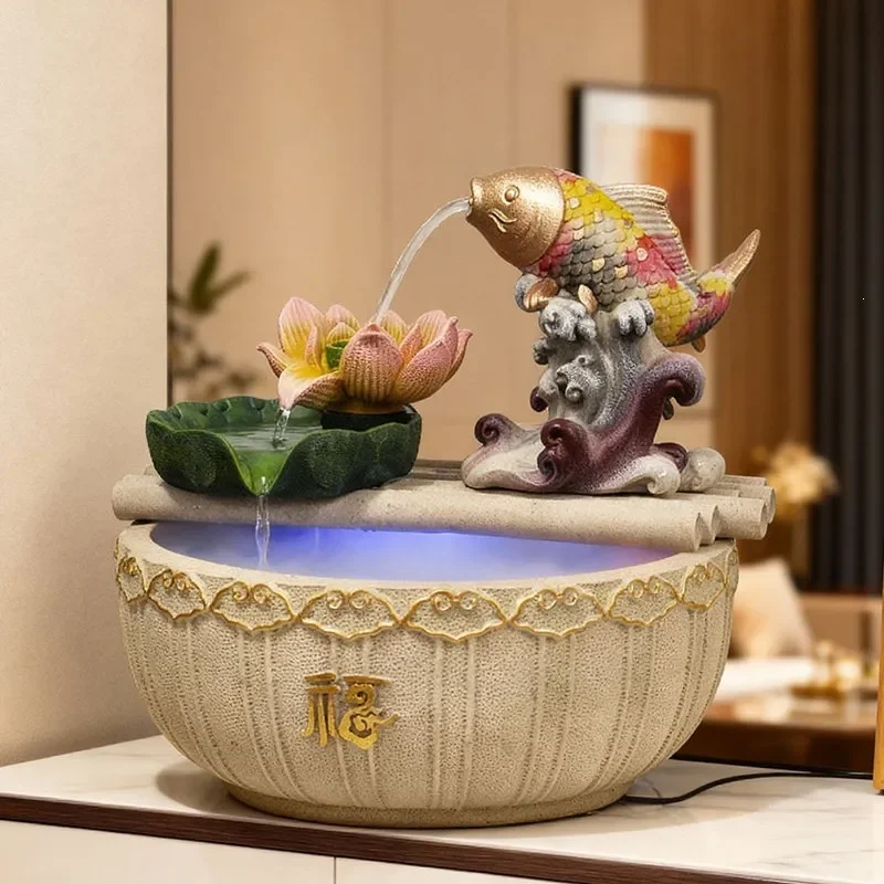 Office making money ornament indoor water system landscape flowing water circulating water fish tank fish farming cornucopia