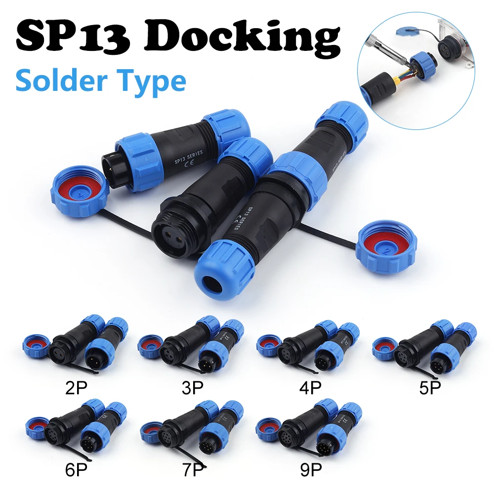 SP13 Docking Type Waterproof Connector 2/3/4/5/6/7/9 Pin Male/Female Aviation Plug & Socket 4-6.5mm Cable Connectors Panel Mount