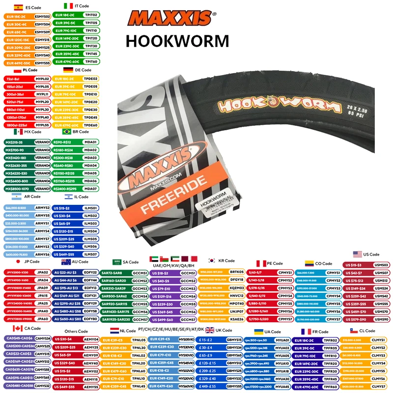 Pneu de fio de aço MAXXIS HOOKWORM 20x1.95 110 PSI 24x2.5/26x2.5/29x2.5/27.5x2.5 65 PSI URBAN FREERIDE Original MAXXIS Pneu de bicicleta