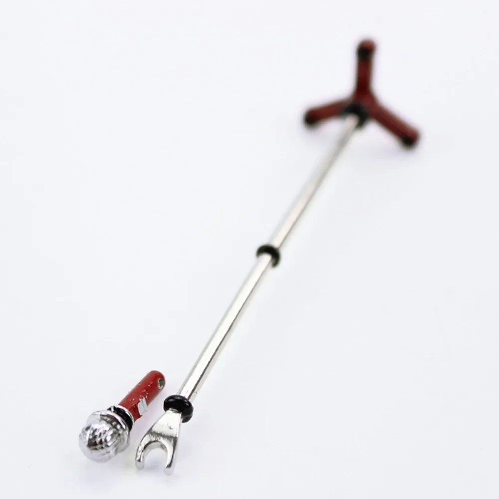 Micro Landscape Microphone Stand Furniture Assembled Mini Microphone Model 1:12 Scale Alloy 1:12 Dollhouse Accessories Kids