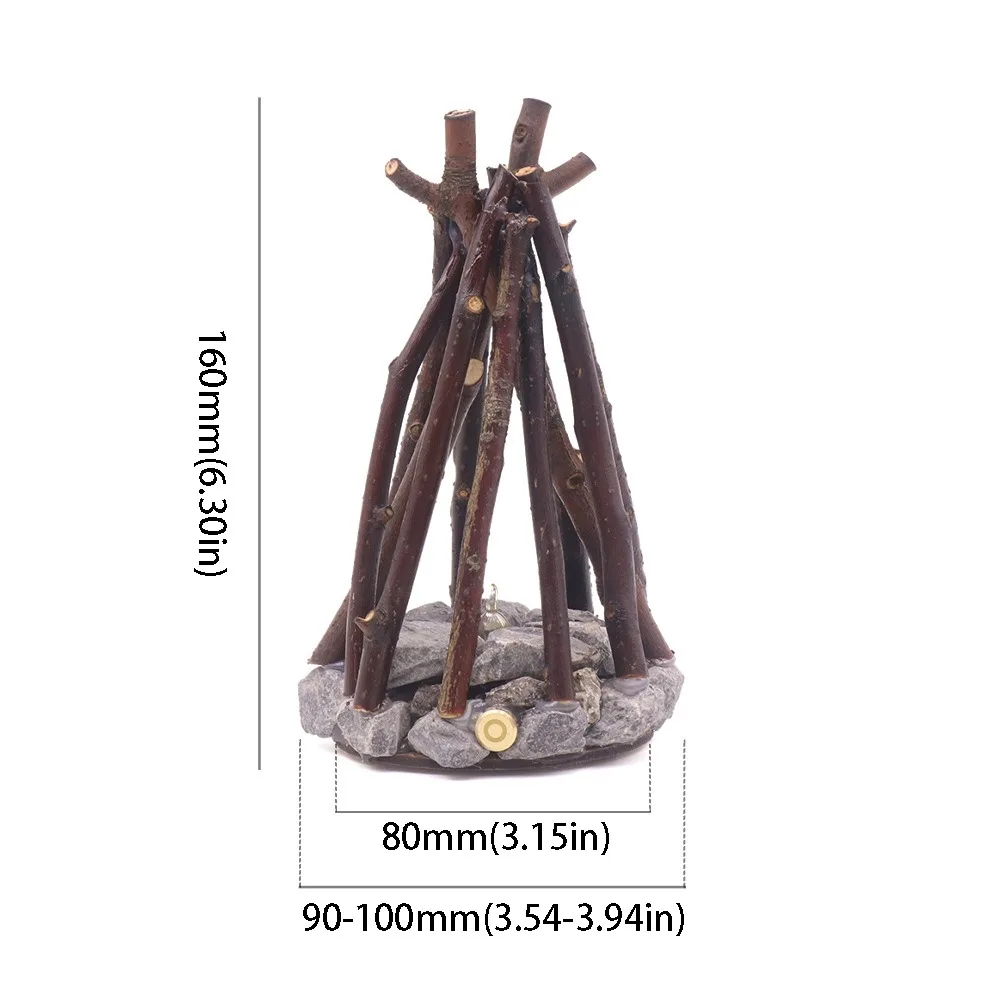 3D Flame Effect LED Bonfire Night Light Handmade Design Glowing Effect Handmade Tree Branch Branch Shape Burning Simulation