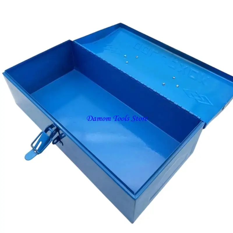57BE Portable Sized Iron Sheet Storage Box Tool Organizers for Home Office and Travel Use with Secure Latches Closure