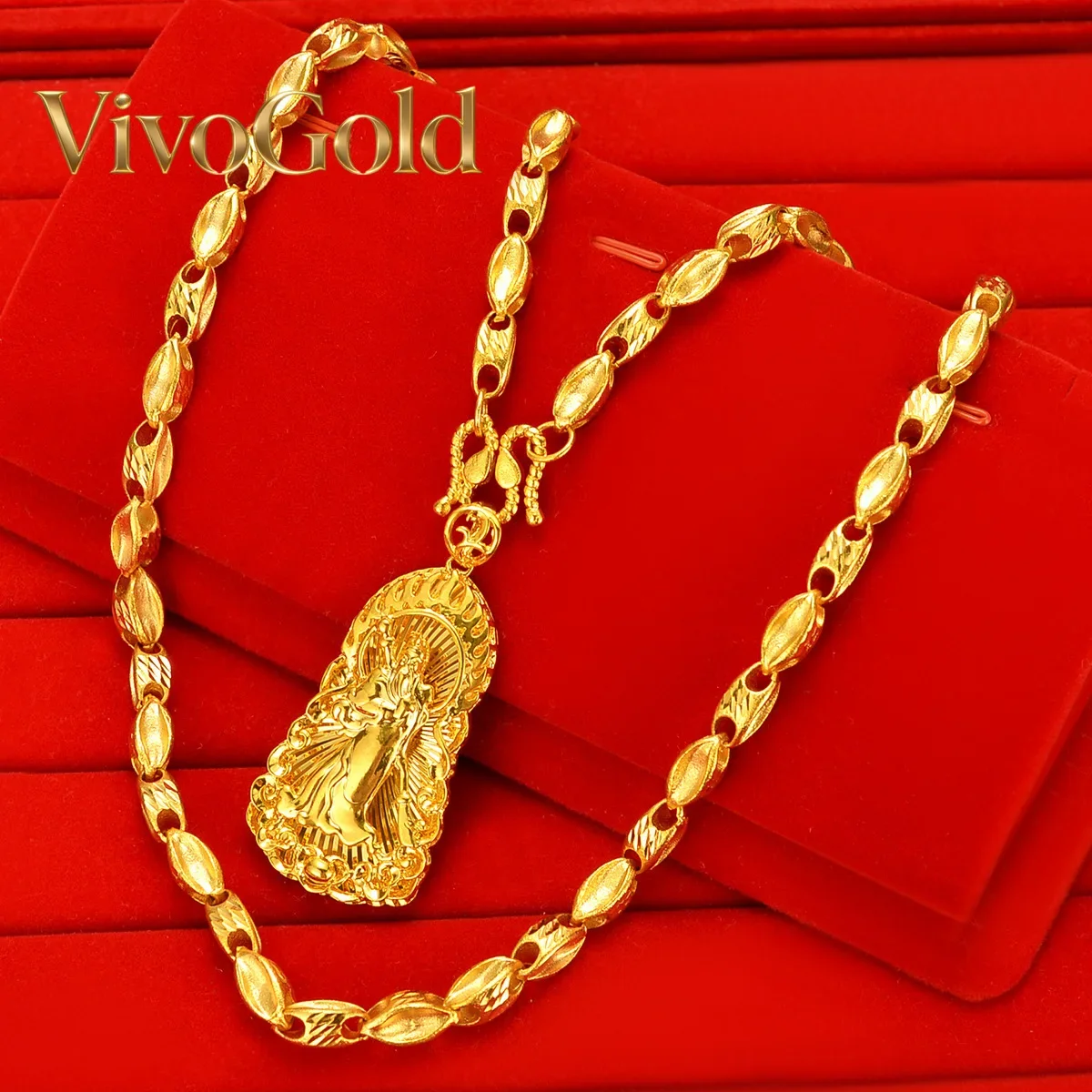 VivoGold VivoGold Boutique AU999 Gold Necklace Men's Flame Guangang Pendant Men's 24K Real Gold Pendant Atmospheric Fashionable