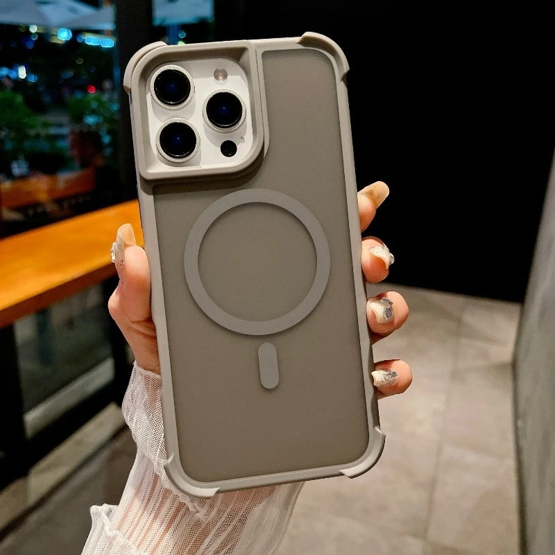 Luxury Semi-Transparent Skin-Feel Matte Grey For Magsafe Phone Case For iPhone 18 Pro Max 17 16 15 14 13 Wireless Charging Cover