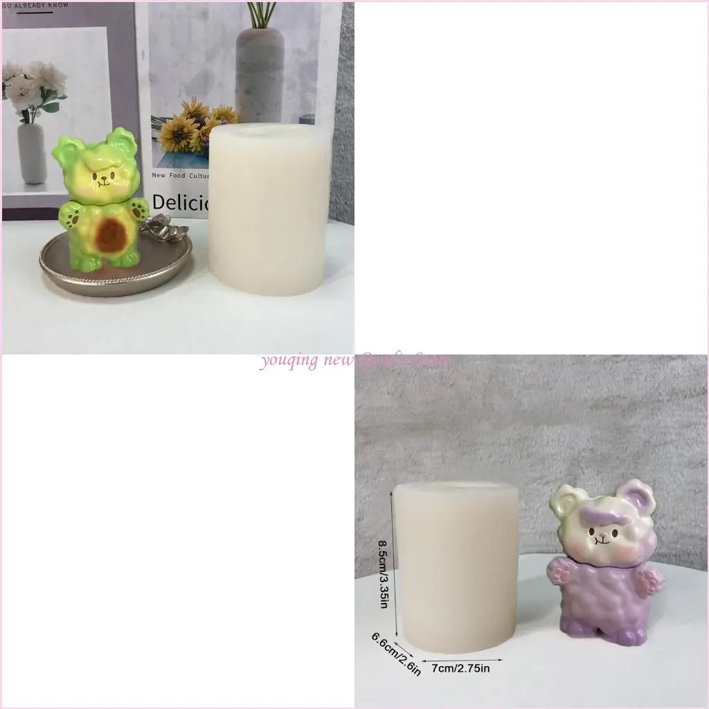 

57QA слоеное украшение в виде медведя, креативная форма для орнамента, сделай сам, эпоксидная форма для свечей, свечи ручной