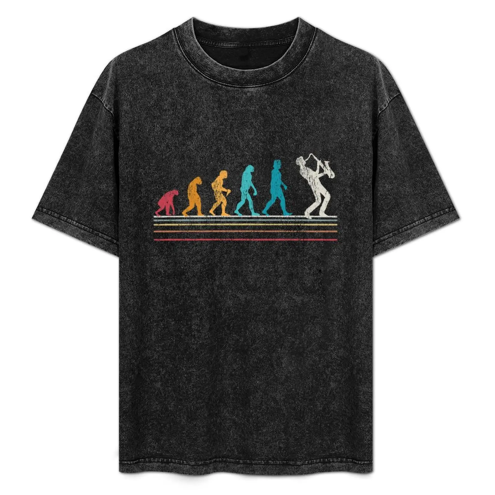 

Saxophone Evolution Sax Retro Gift T-Shirt Casual Lightweight Short Sleeve Top
