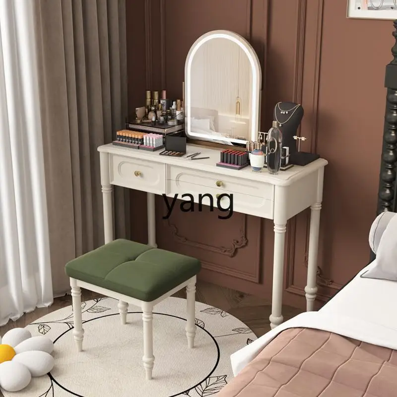 LH， medieval solid wood dresser bedroom modern small apartment bedside retractable makeup table