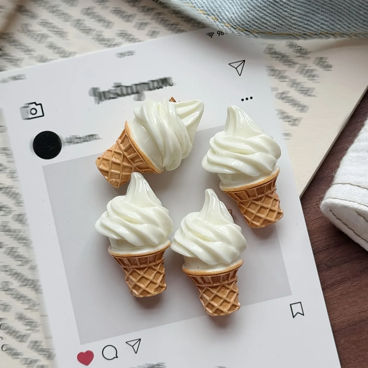 4pcs Cute Ice Cream Refrigerator Magnets - Resin Kitchen Decor, Whiteboard & Office Accessories for Weddings, Birthdays