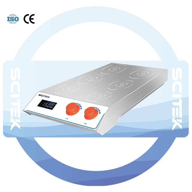 COOFULL Wide Voltage Magnetic Stirrer with Timer, IP64 Waterproof, 316 Stainless Steel, 200-2200rpm, LCD Display for Experiments