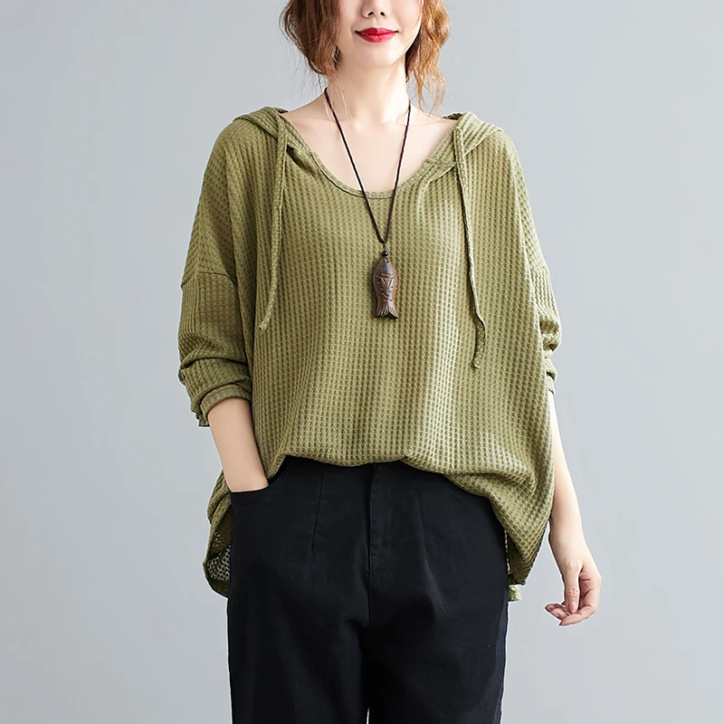 Felpa con cappuccio ampia vestibilità ampia autunno inverno da donna taglie forti Felpa lunga casual versatile in cotone Sve