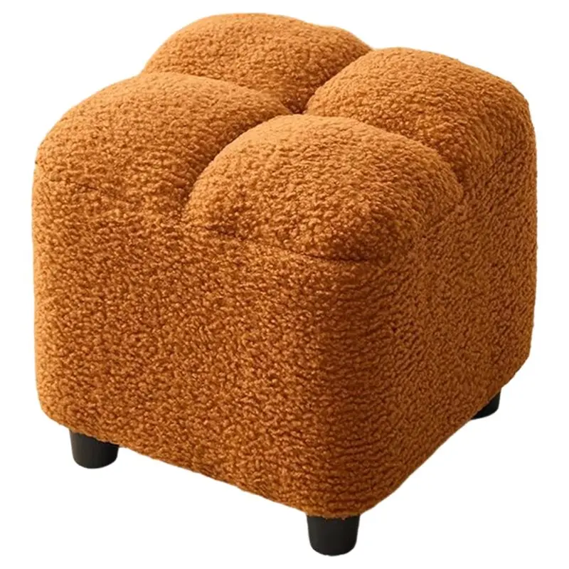 

AT69 -Sitting Pier Foot-To-Door Shoe Changing Storage Stool Household Low Stool Lamb Fleece Sofa Shoe Stool New Chinese Wind Ben