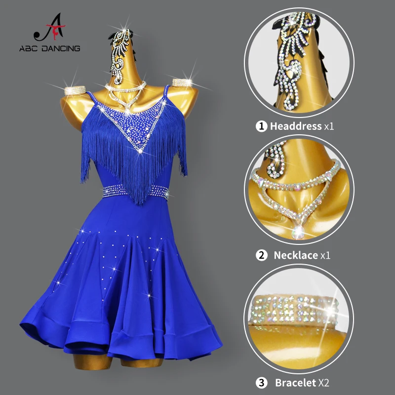 2024 Latin Dance Fransen Kleid Sex Hosenträger Rock für Frauen Mädchen Outdoor Wear Wettbewerb Kleidung Prom Party Line Anzug Dance wear