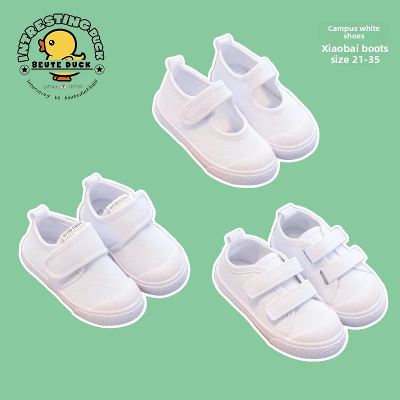 

2026 New Spring Summer Children's Canvas Shoes Girls White Shoes Fashion Boys Soft Campus White Causal Shoes Non-slip Sneakers