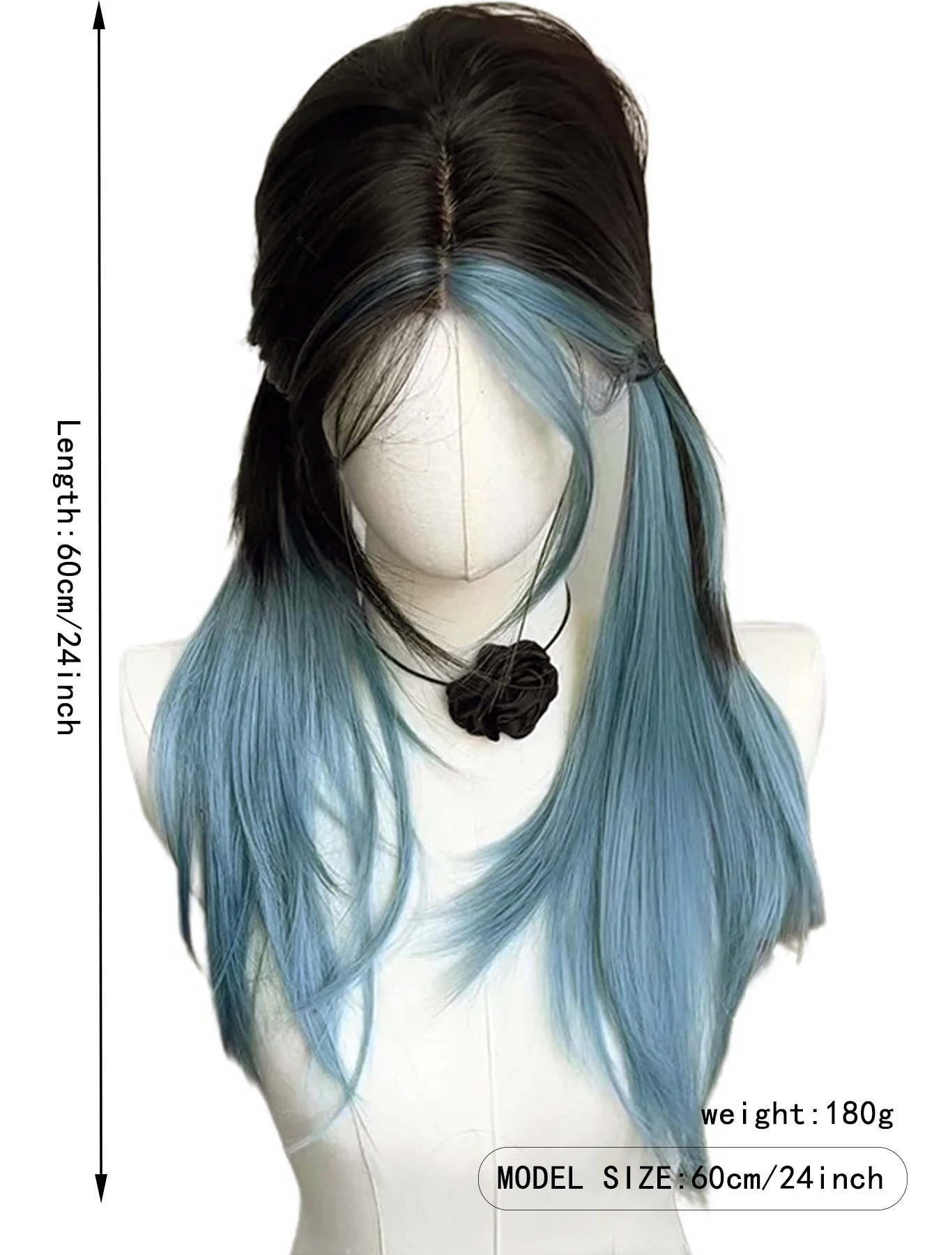 BlueWig-peluca sintética larga y recta, pelo Natural resistente al calor para Halloween, fiesta diaria, Cosplay, 24"