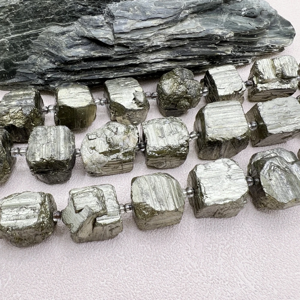 

18-25MM Large Rough Irregular Iron Pyrite Stone Cube Nugget Beads For DIY Jewelry Making MY230730