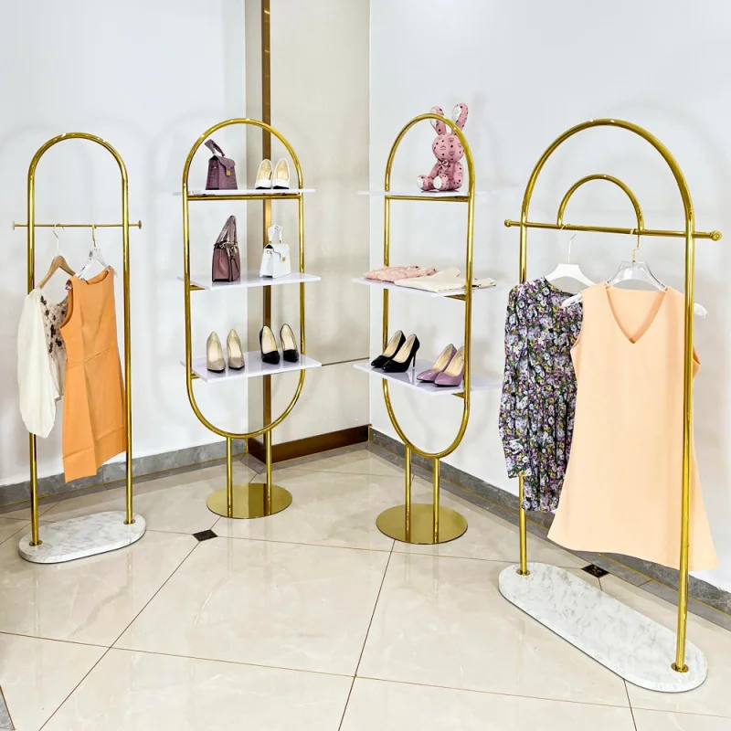 customized.Heavy Wedding Dress Shelf Luxury Display Rack Stand and shoe bag display racks self Clothing Store garment r