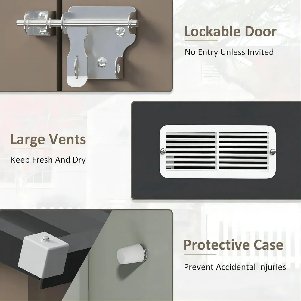 سقيفة تخزين معدنية خارجية مقاس 10 × 10 أقدام مع باب قابل للقفل للدراجات وتخزين الفناء الخلفي #6