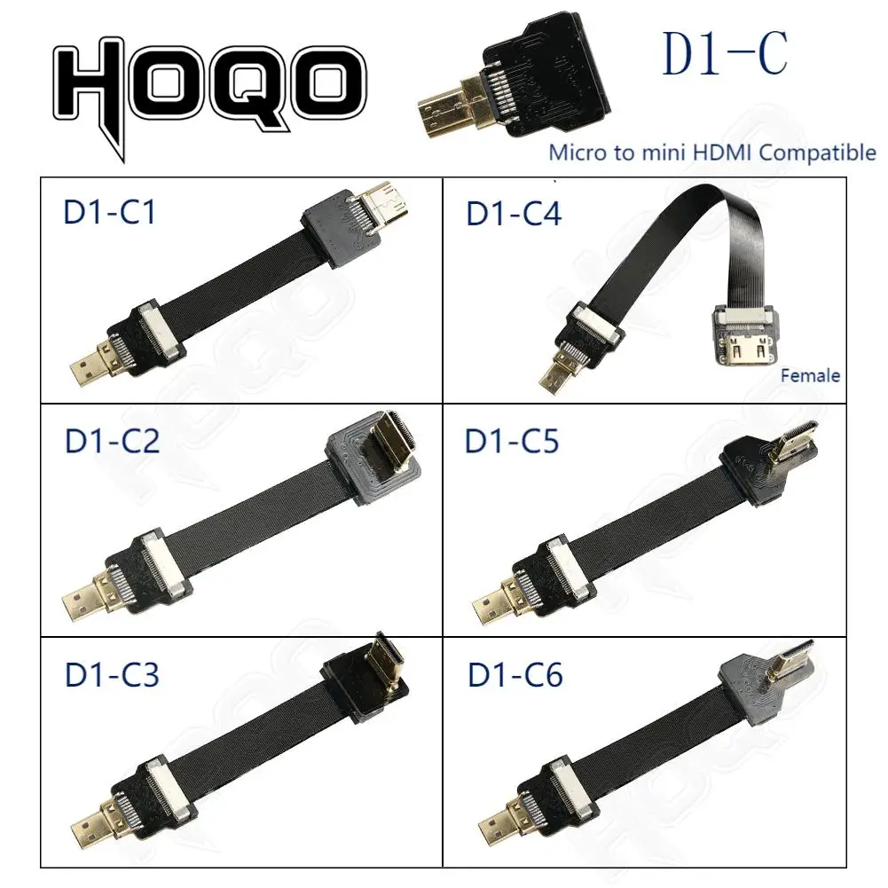 라스베리 파이 리본 평면 FPV HD 커넥터 케이블 마이크로 HD HD/미니 HD 90도 5cm-80cm FFC 피치 20pin 플러그 커넥터