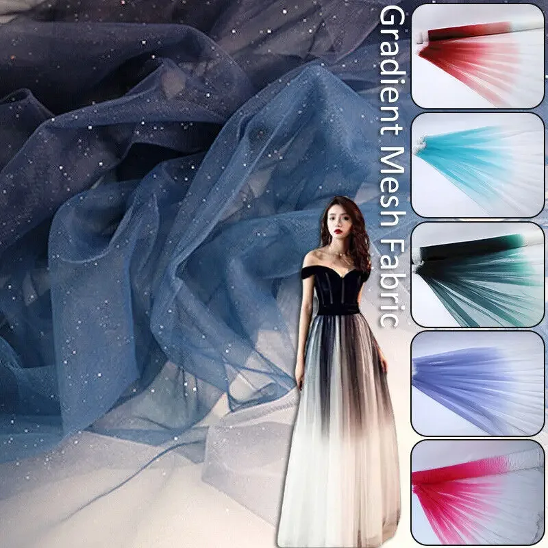 165x100cm Rainbow Gradient Color Chiffon Fabric Starry dream Costume Evening Party Crafts DIY Handmade Clothing Material