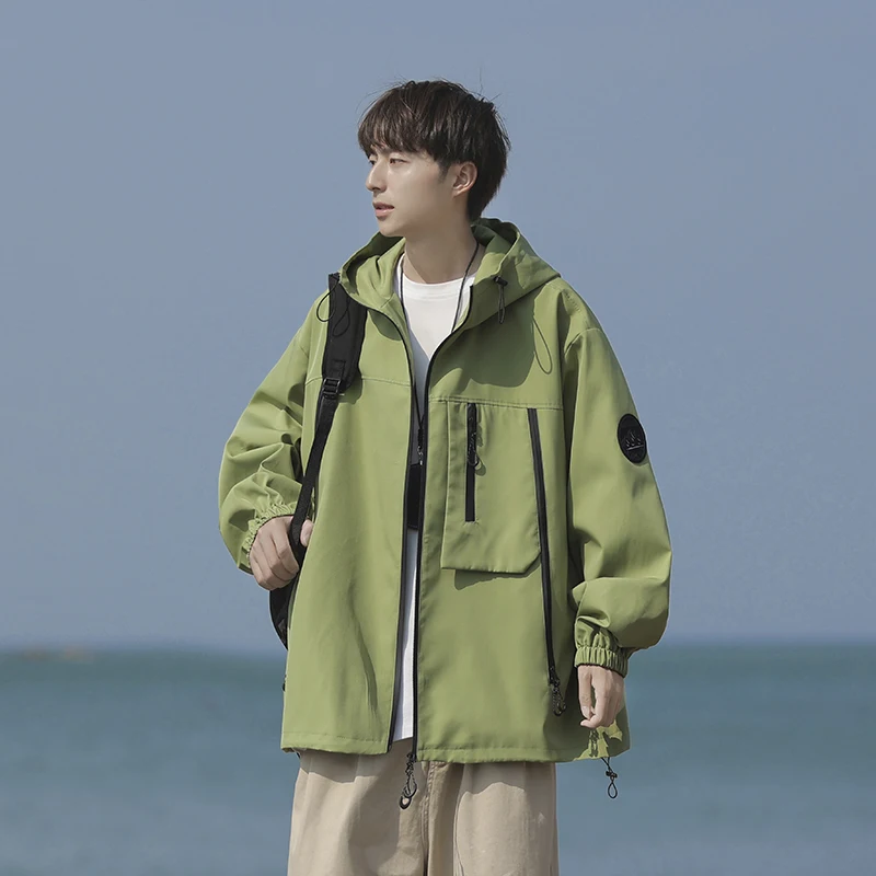 

Ретро-японская рабочая куртка в стиле милитари для мужчин, весенне-осенняя, ветрозащитная, мужская пуховая куртка свободного кроя с декоративной молнией