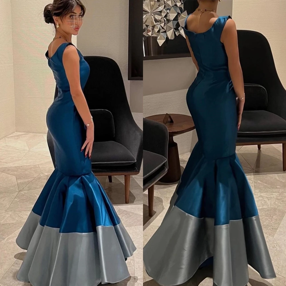 맞춤형 v 넥 민소매 새틴 인어 이브닝 드레스 바닥 길이 우아한 특별 행사 가운 기질 댄스 파티 드레스