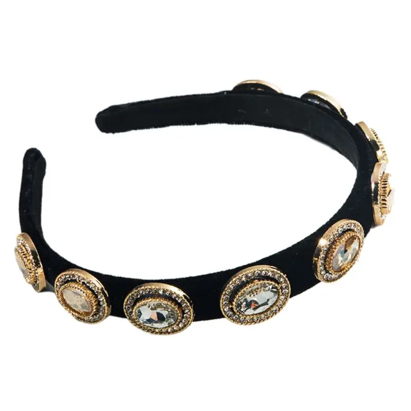 Korean Vintage Women Headband Geometric Imitation Pearl Luxury Hair Hoop Multilayers for Rhinestone Evening Banquet NEW