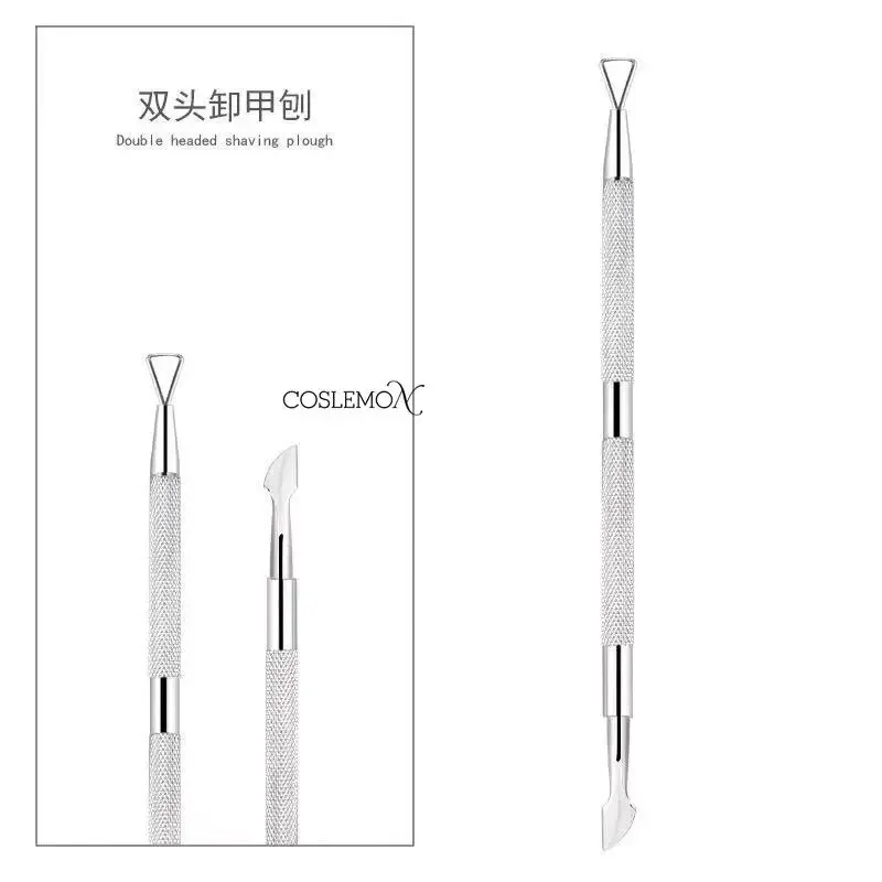 Cuticle Pusher Stainless Steel Double Head Nail Polish Remover Dead Skin Peeler Pusher Stick Rod Clean Manicure Nail Art Tool