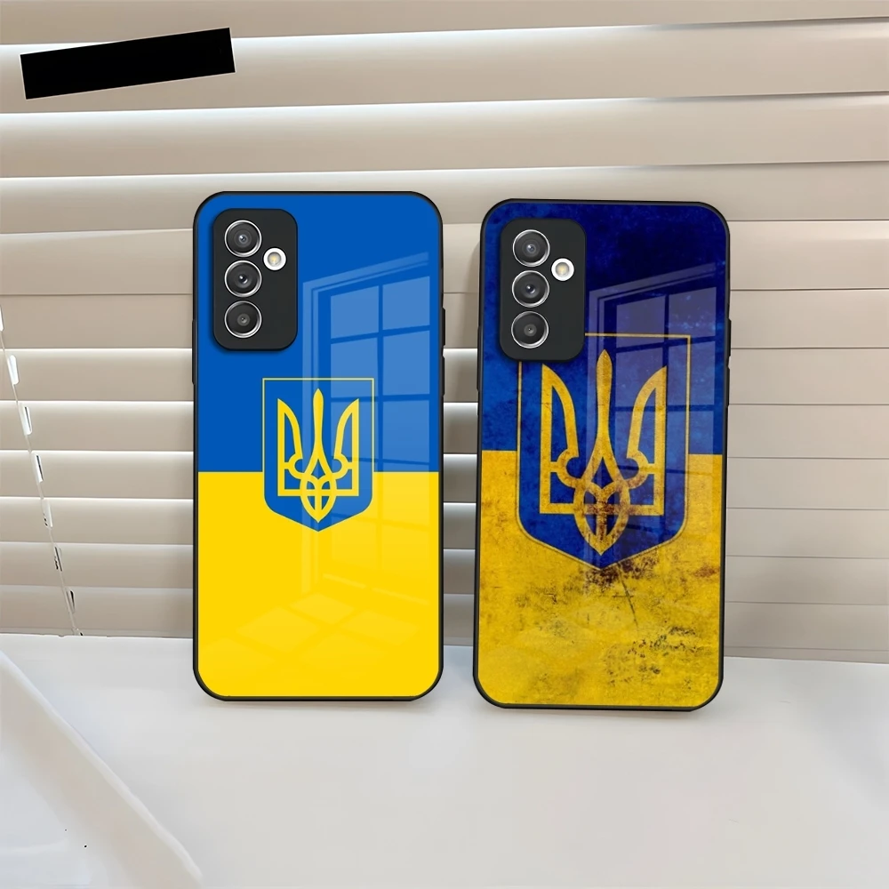 U-Ukraine Flag Phone Case Glass for Samsung Galaxy S20 S24 S21 S22 S23 Ultra Fe Plus A34 A54 A24 A52 A53 M54 Cover