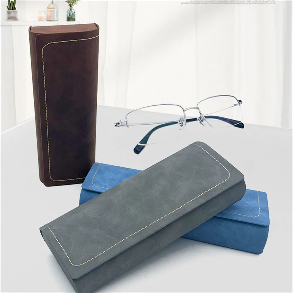 Simple Leather Eyeglasses Case Optical Retro Myopia Glasses Sunglasses Storage Box Fashion For Men Women Eyewear Accesssories